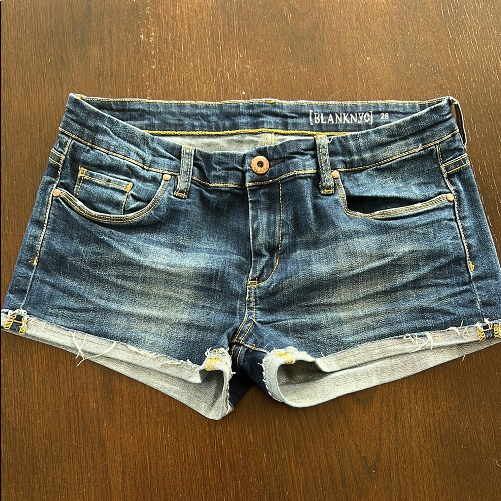 Blank NYC Women's Cuffed Blue Denim Shorts